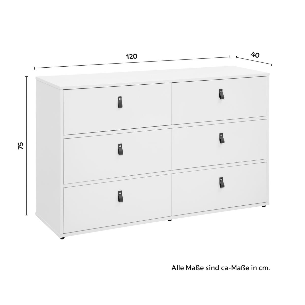 Komoda MICK - bílá/černá, Moderní, textil/plast (120/75/40cm) - Bessagi Home