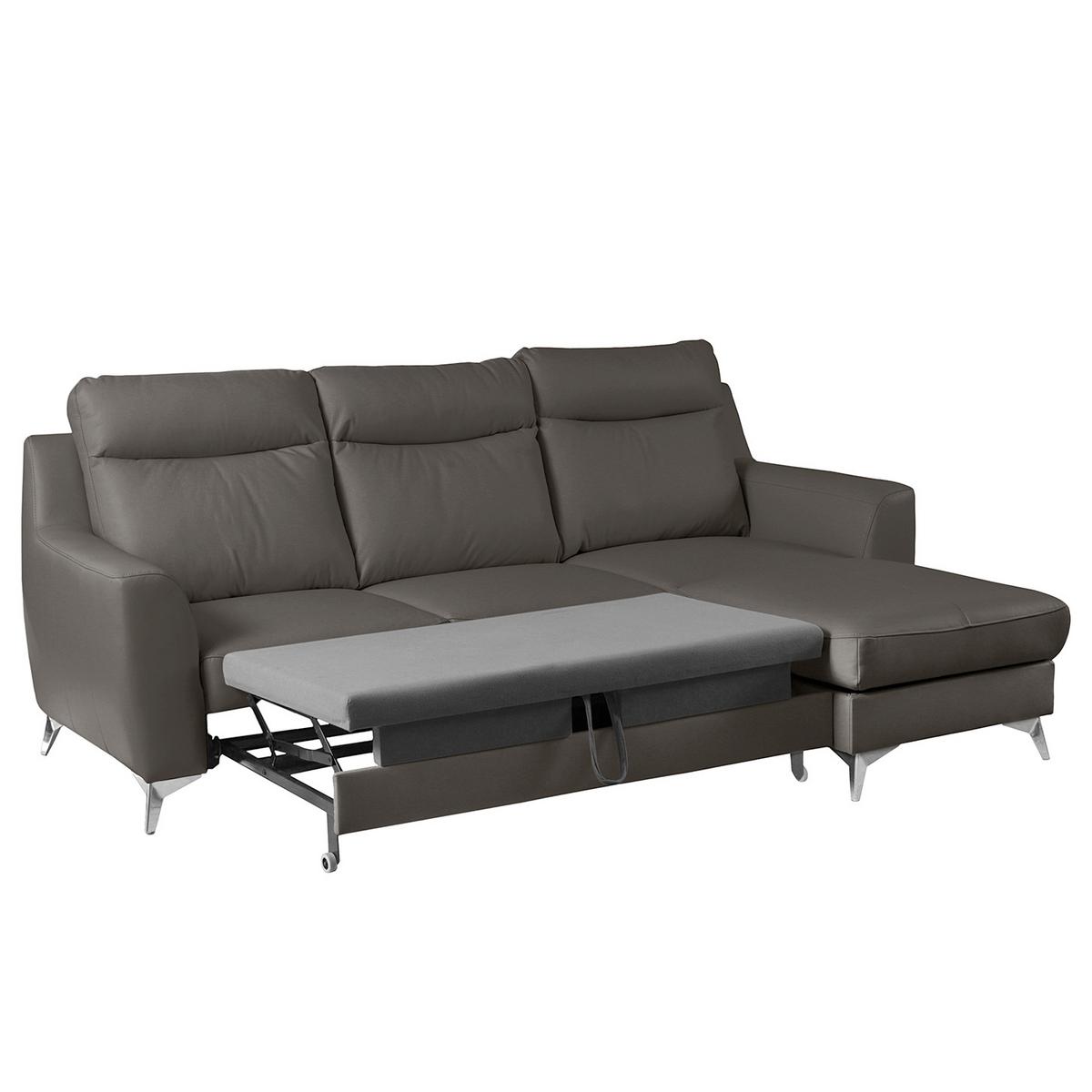 Ecksofa Gio Dunkelbraun S: 168x236 Cm - Chromfarben/Dunkelbraun, Design, Leder/Textil (168/236cm) - Livetastic