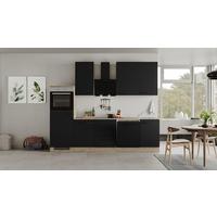 Küchenblock Capri Eiche/schwarz B: 280 Cm - Eichefarben/Schwarz, KONVENTIONELL, Holzwerkstoff (280cm) - FlexWell