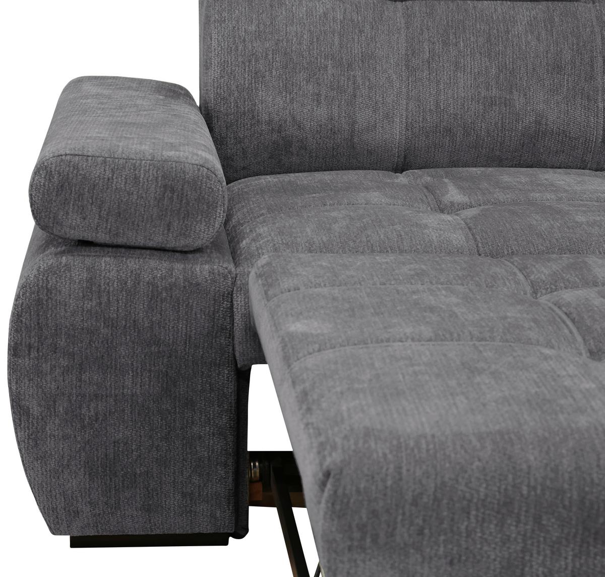 Rohová sedačka VEGAS, pravá, tmavosivá ženilka - čierna/tmavosivá, Design, drevo/textil (294/173cm)