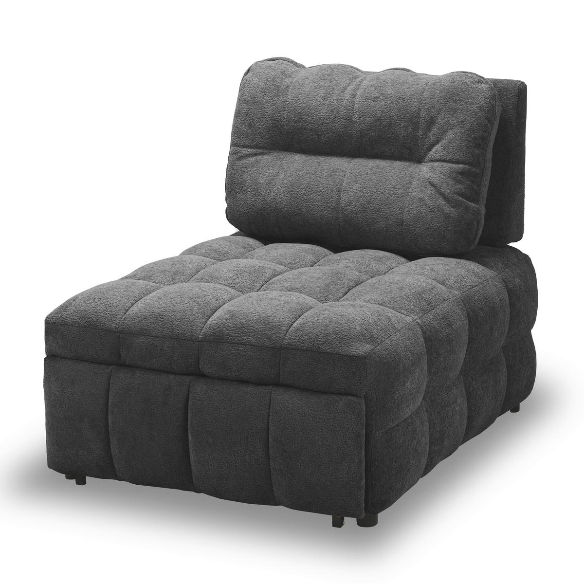 Rozkládací křeslo LIARA, tmavě šedá - černá/tmavě šedá, Moderní, kov/dřevo (88/87/110cm) - Bessagi Home