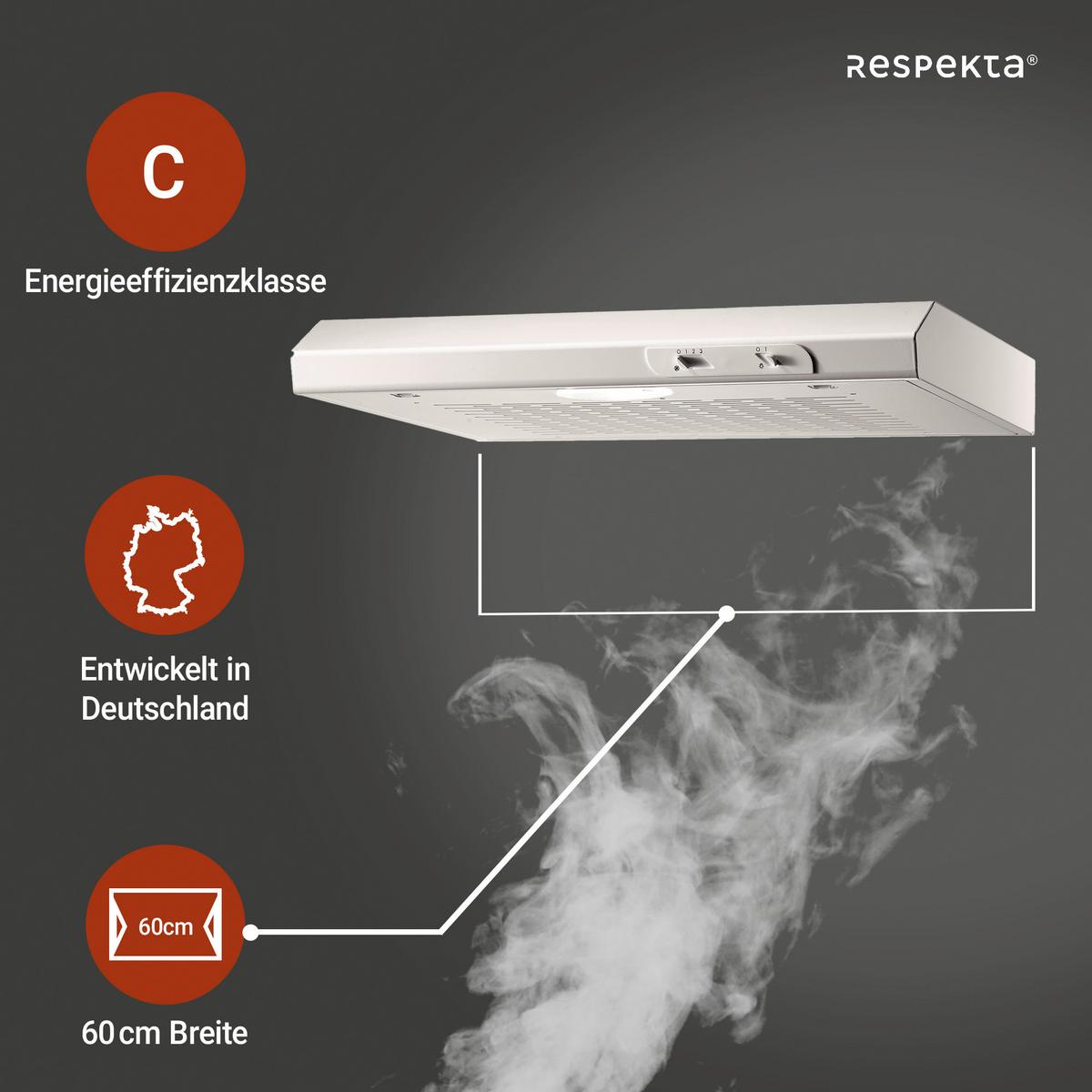 Dunstabzugshaube Respekta Suna 60 Cm - Weiß, Trend, Metall (60/7,6/47cm) - Respekta