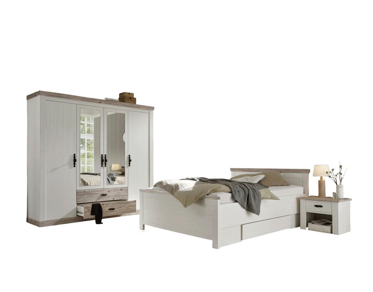 Schlafzimmer Florenz Pinienfarben/Hellbraun 4--Teilig - Hellbraun/Pinienfarben, Design, Holzwerkstoff - MID.YOU