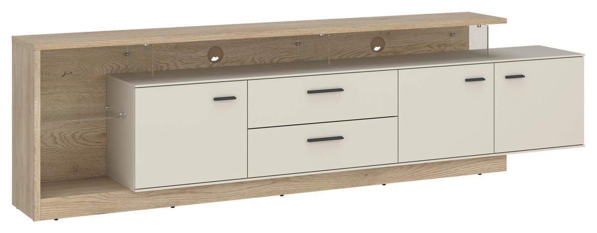 TV-Element, Meolo B: 236,4 cm Kaschmir/Eichefarben - Kaschmir/Eichefarben, MODERN, Glas/Holzwerkstoff (236,4/65,5/40cm)