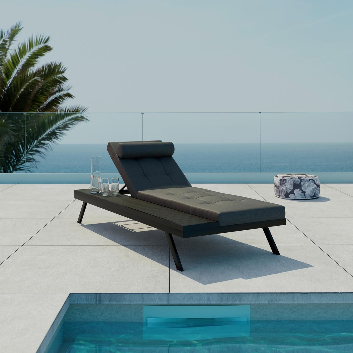 ZAHRADNÍ LEHÁTKO AVOLINA - šedá, Moderní, kov/textil (199/30/86cm) - Bessagi Garden