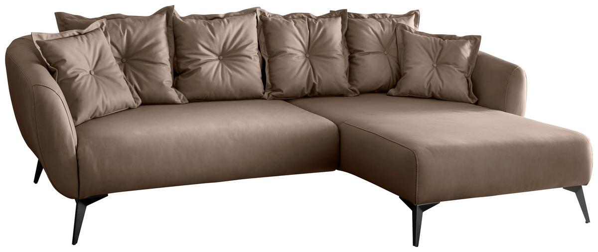 Ecksofa Baggio Braun S: 277x162 cm - Schwarz/Braun, MODERN, Textil (277/162cm) - Livetastic