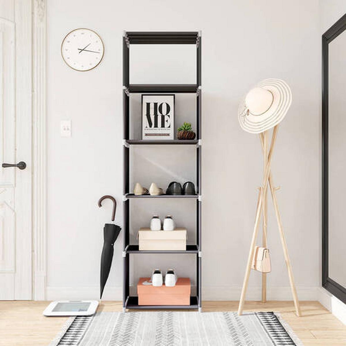 REGALKOMBINATION B: 50 cm, Schwarz - Schwarz, Basics, Kunststoff/Textil (50/180/30cm) - Boxxx