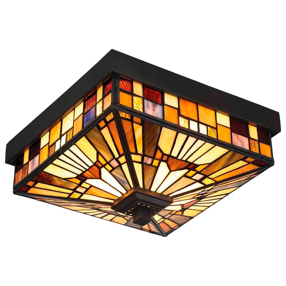 Kültéri Mennyezeti Lámpa Qz-Inglenook-F - sötétbarna/többszínű, Konventionell, üveg/fém (26,1/15,4/26,1cm) - Elstead Lighting