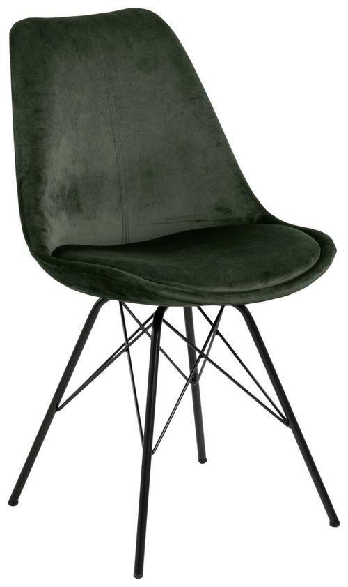 Jídelní židle ERIS samet - černá/lesní zelená, Trend, kov/textil (48,5/85,5/54cm) - Carryhome