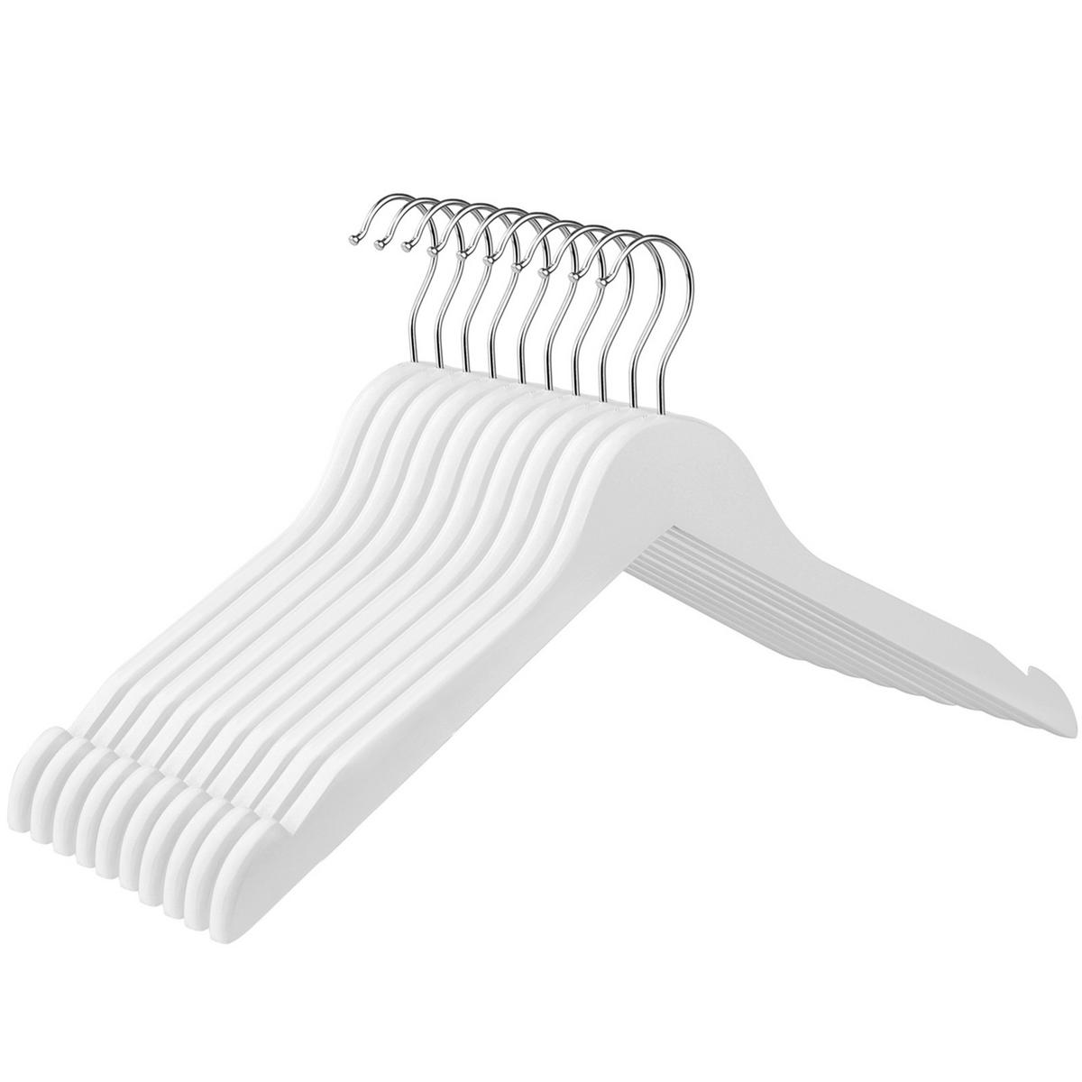 Kleiderbügelset Weiß B: 44 cm - Weiß, Basics, Holz/Metall (44cm)