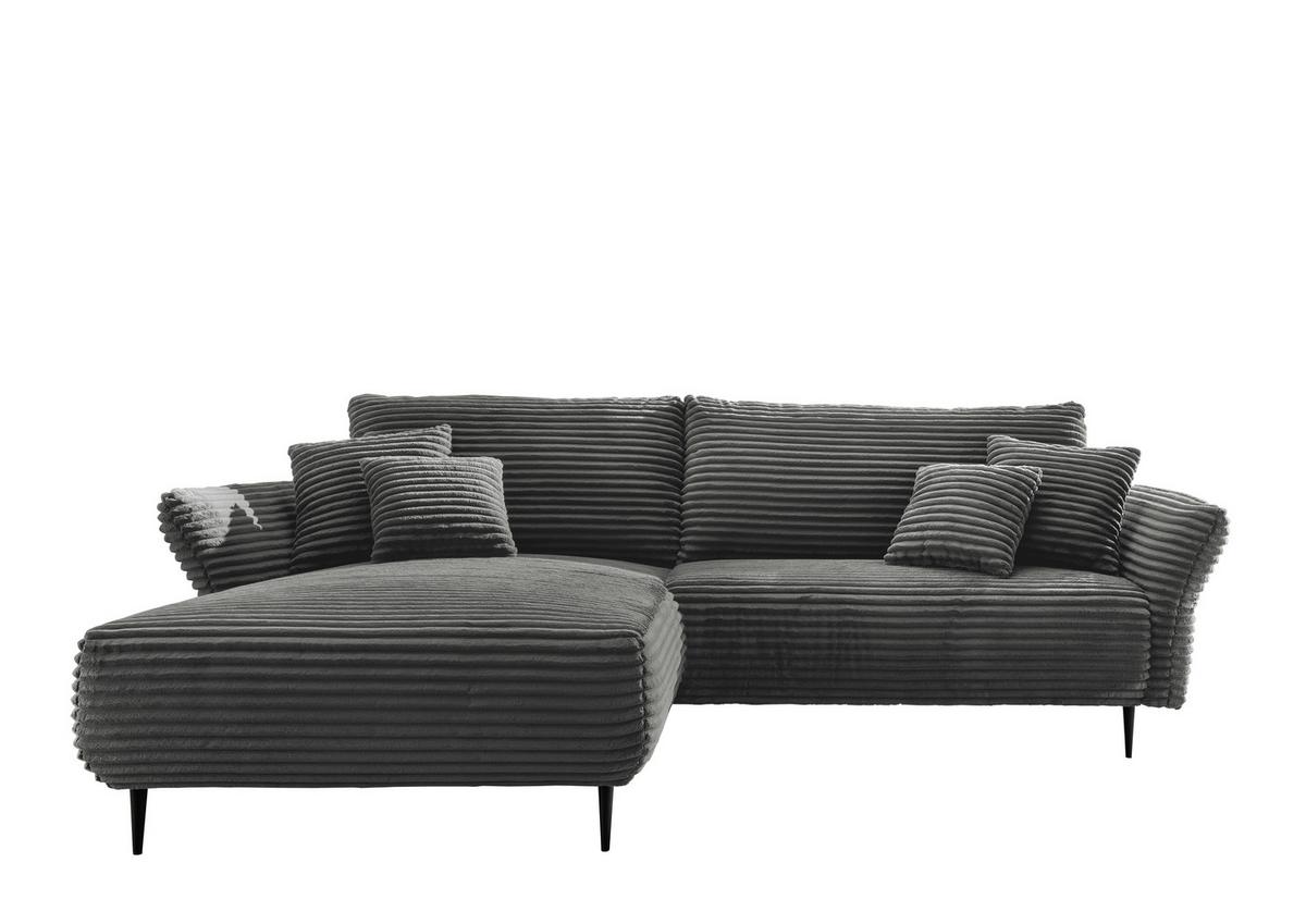 Ecksofa Vanilla Anthrazit S: 178x264-302 cm - Anthrazit/Schwarz, Design, Textil (178/264-302cm) - Livetastic