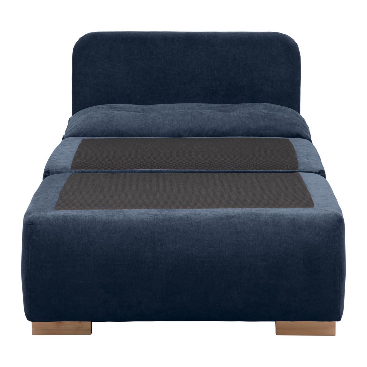 Rozkladacie kreslo MODENA, tmavomodrá - čierna/prírodná farba, textil/plast (89/88/90cm) - Based