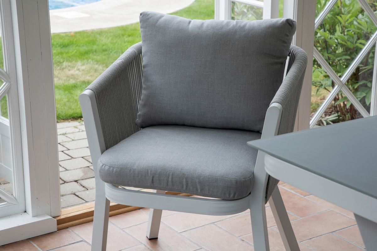Gartenstuhl-Set Virya - Weiß/Grau, KONVENTIONELL, Textil/Metall (60/73/63cm) - Gardenson