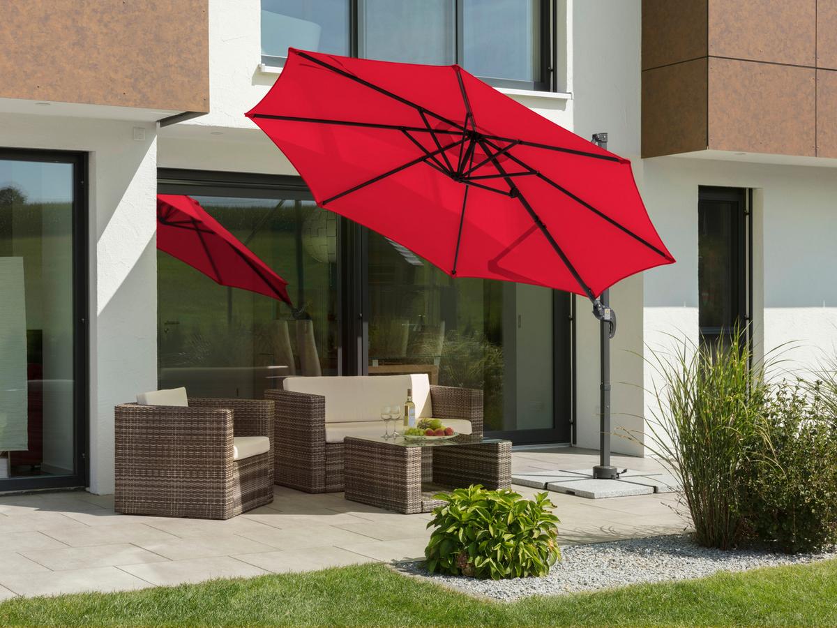 Ampelschirm Rhodos Junior BxHxT: 352x244x300 cm Rot - Anthrazit/Rot, Basics, Textil/Metall (352/244/300cm) - Schneider