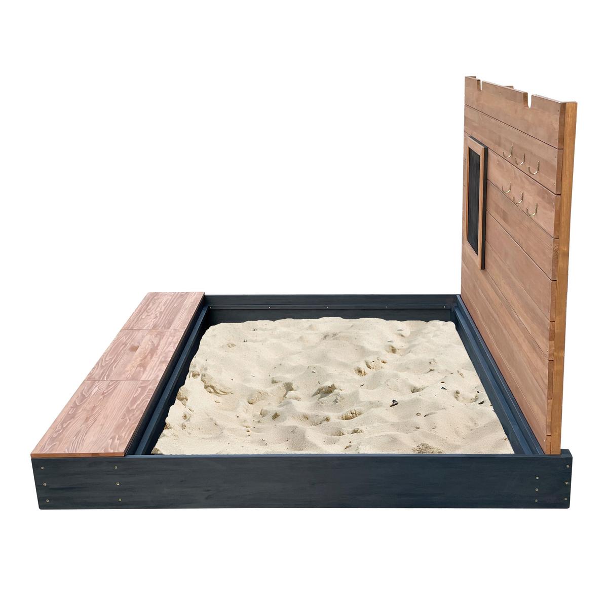 Sandkasten Mandy Xxl - Anthrazit/Braun, MODERN, Holz (160/151/122,5cm) - Ambia Garden