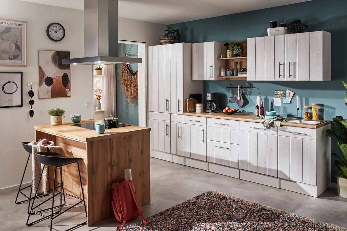 Küchenblock Anton Inselküche 310 Cm - Wildeiche/Lärchefarben, LIFESTYLE, Holzwerkstoff (310-124cm) - Respekta