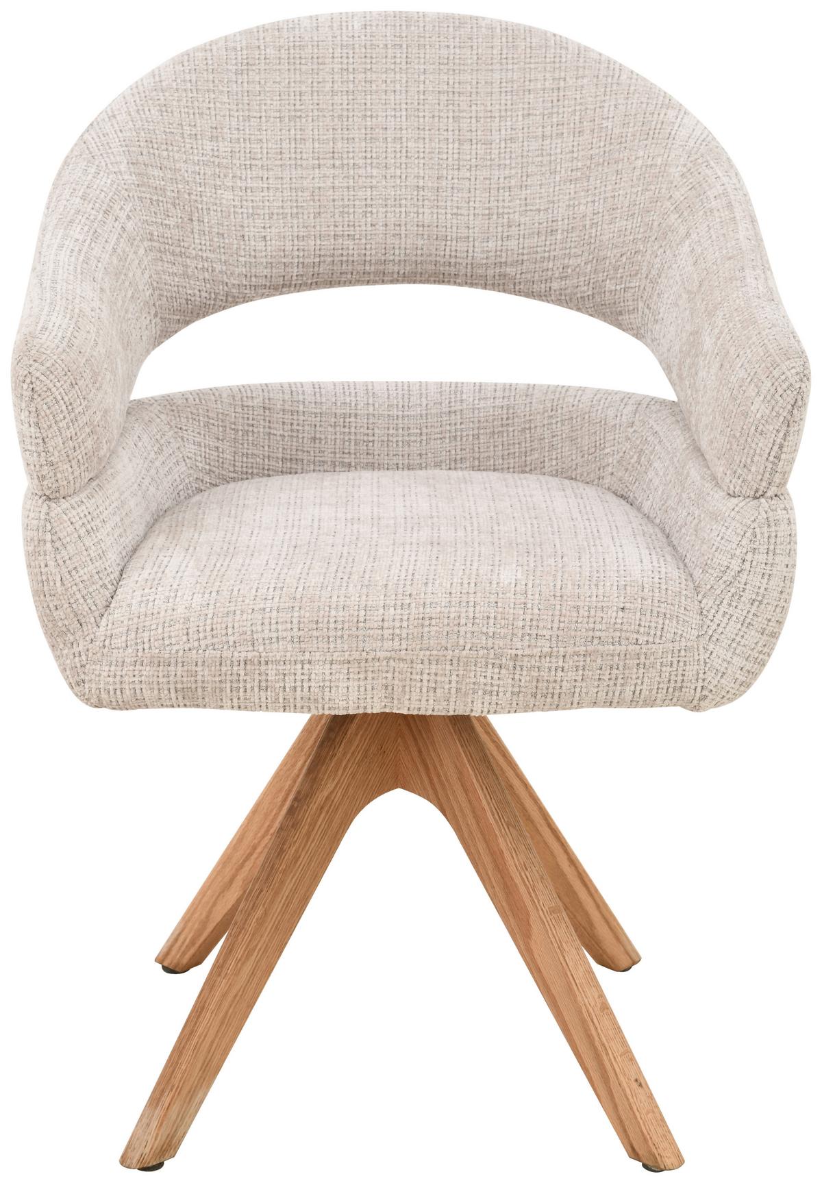 Armlehnstuhl Cleo Beige/Eichefarben B: 58 cm - Eichefarben/Beige, MODERN, Holz/Textil (58/85/62cm) - Livetastic