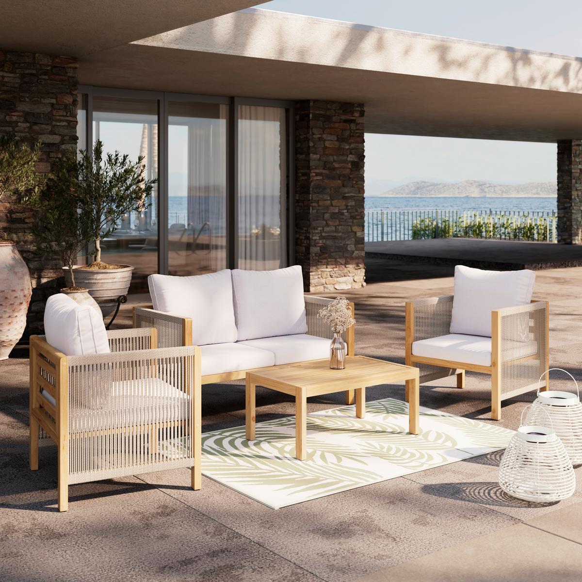 TERASOVÁ SEDACIA SÚPRAVA EFFIE - svetlosivá, Modern, drevo/textil (124/64,5/63,5cm) - Bessagi Garden