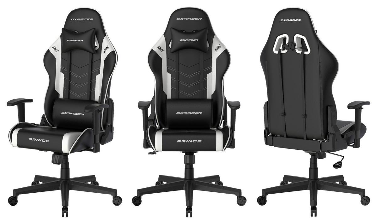 Gamingstuhl DX Racer Prince L - Schwarz/Weiß, MODERN, Kunststoff/Textil (67/126/67cm) - Dxracer