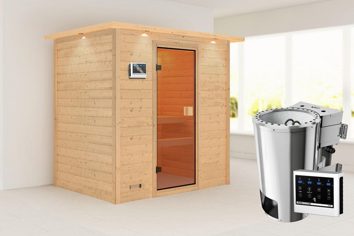 Sauna Helena Front 196/191/145 Cm - Fichtefarben, Basics, Holz (196/191/145cm)