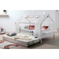Hausbett Kim Weiß 100x200cm - Weiß/Naturfarben, MODERN, Holz/Textil (100/200cm) - Livetastic