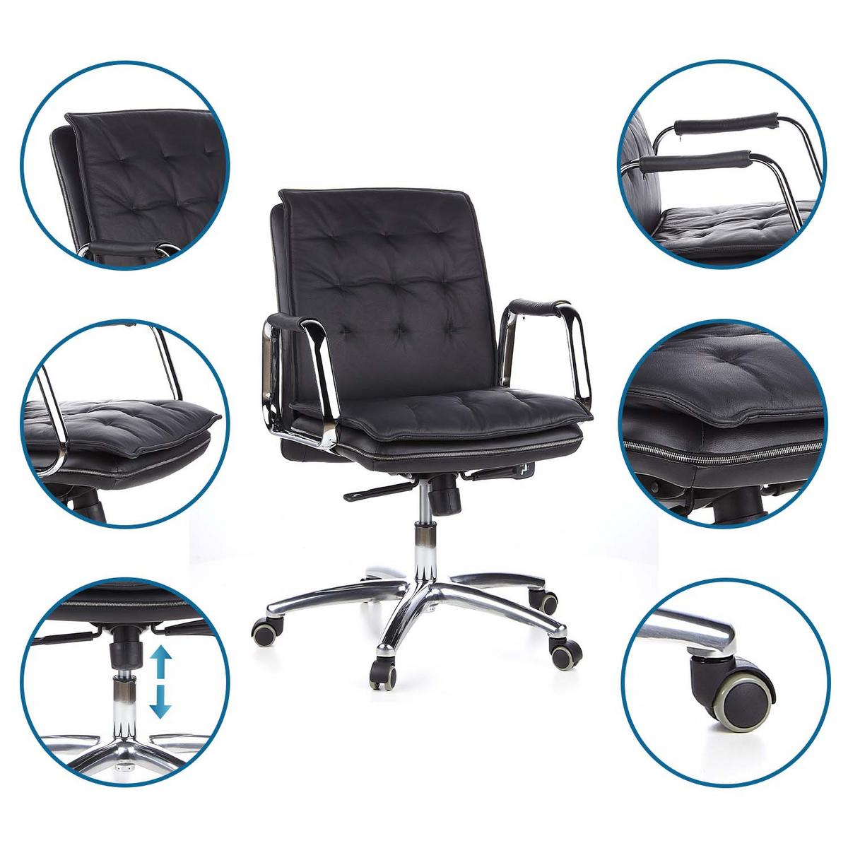 Chefsessel Villa Schwarz Bis 120 Kg - Silberfarben/Schwarz, Basics, Leder/Kunststoff (60/109/48cm) - MID.YOU