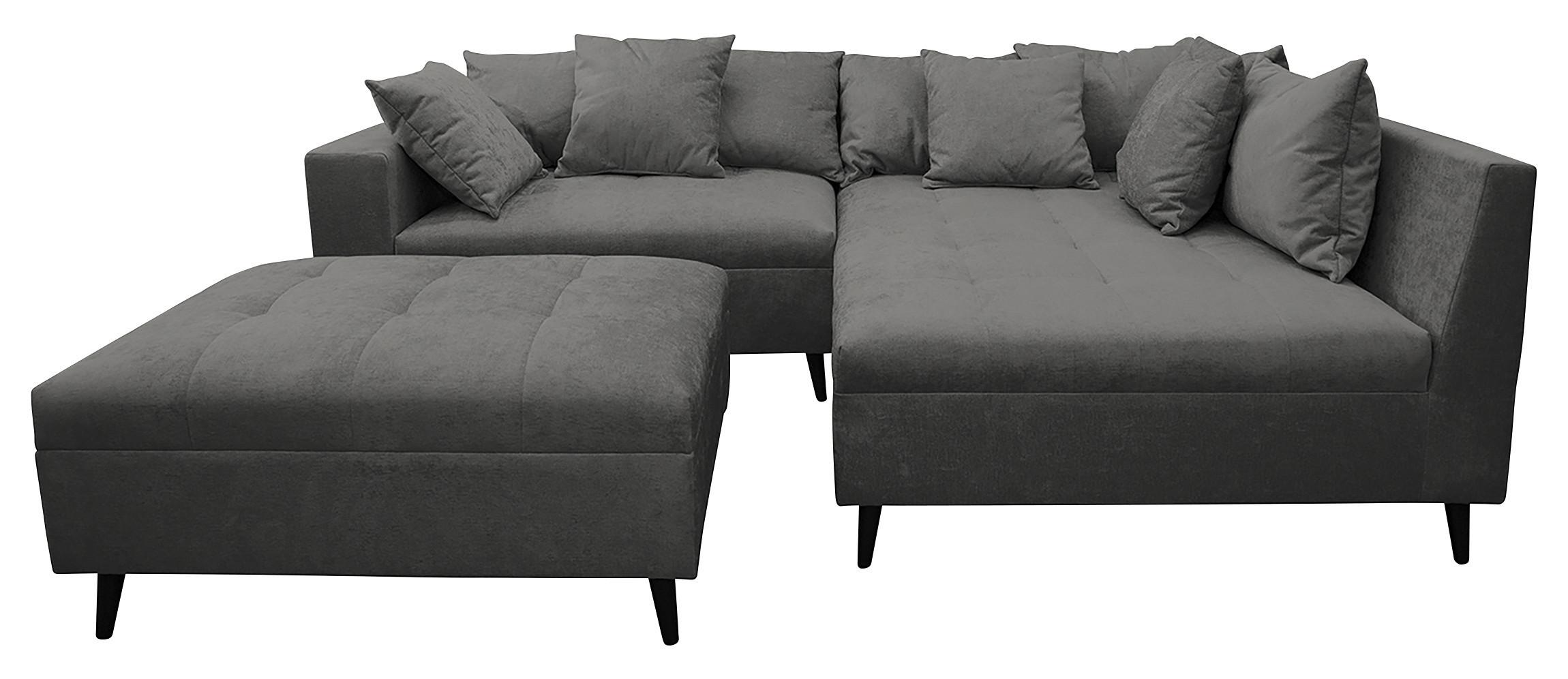 Ecksofa Pruno, Grau S: 247x174 cm - Schwarz/Grau, Design, Textil (247/174cm) - MID.YOU