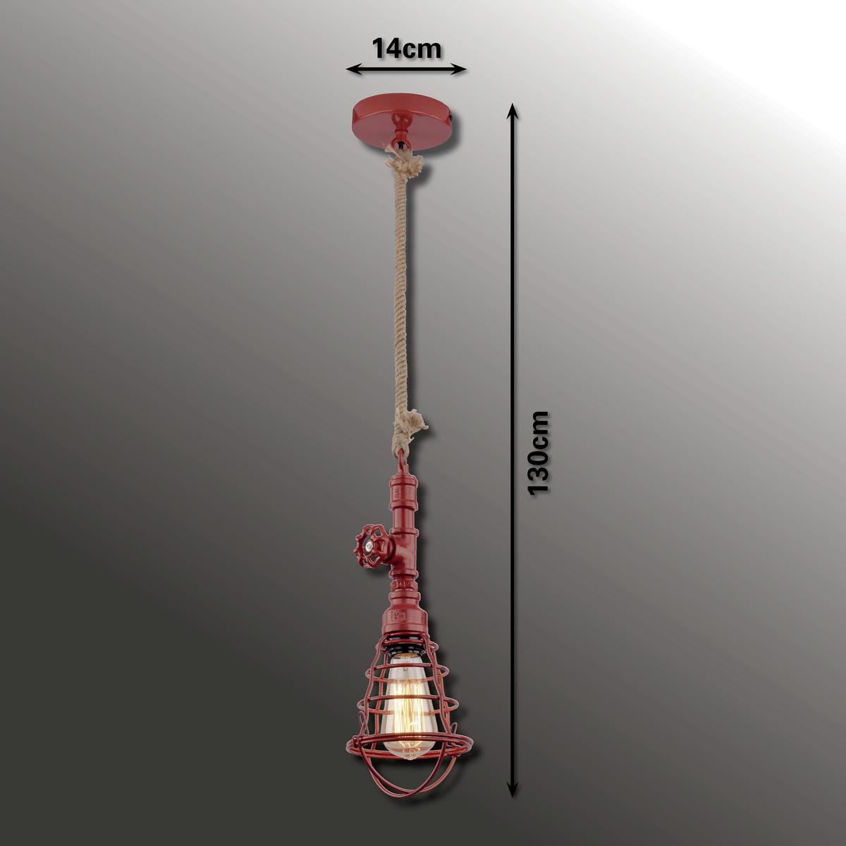 Hängeleuchte Regia H: 130 cm 1-Flammig Mit Seil - Rot, Design, Metall (14/130cm) - Näve