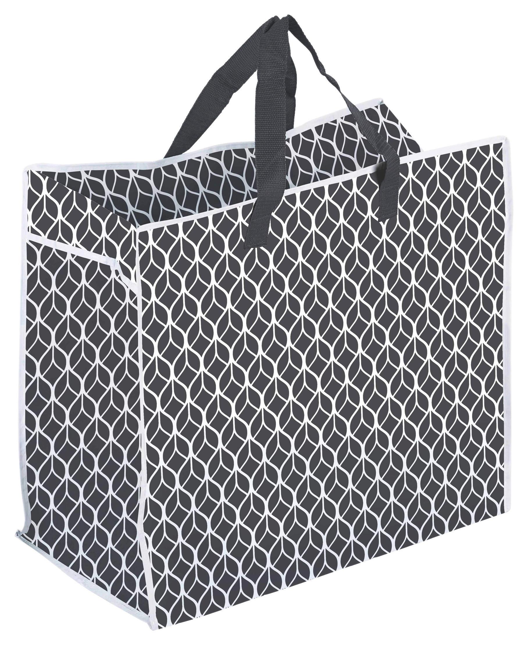 Einkaufstasche Geo - Schwarz/Weiß, Basics, Textil (58/29,5/48cm) - Luca Bessoni