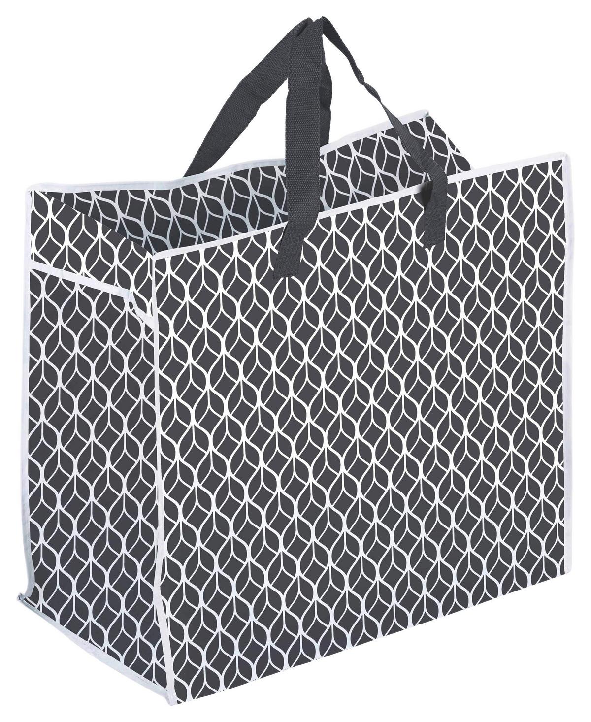 Einkaufstasche Geo - Schwarz/Weiß, Basics, Textil (58/29,5/48cm) - Luca Bessoni