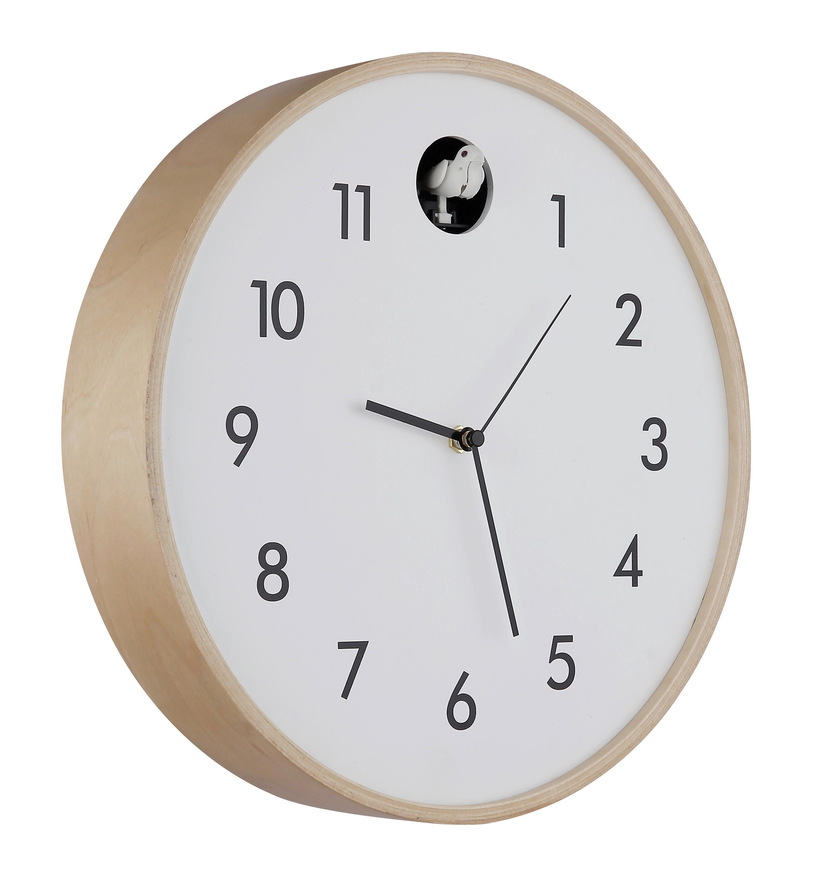 Wanduhr 78284w  Clocky - Schwarz/Naturfarben, Natur, Holz/Holzwerkstoff (31,5cm) - Globo