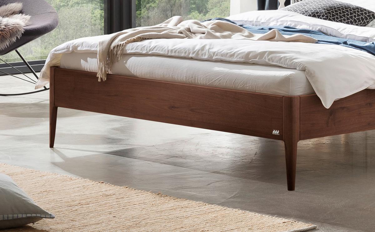 Bett Fanano Nussbaumfarben 140x200 Cm - Nussbaumfarben/Hellgrau, KONVENTIONELL, Holz/Textil (140/200cm) - Hasena