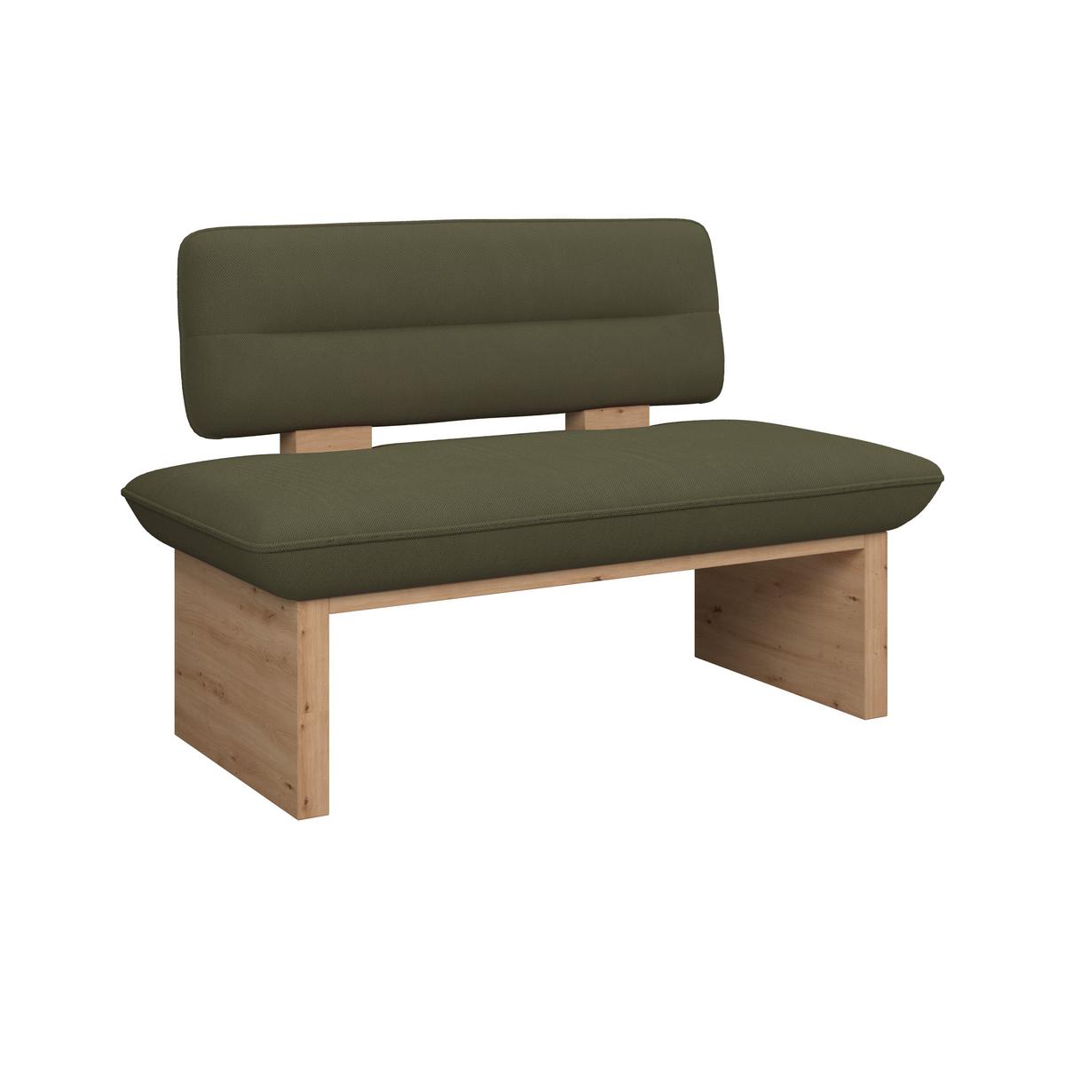 Sitzbank  Beluna II Webstoff grün, B: 120cm - Eichefarben/Schwarz, KONVENTIONELL, Holzwerkstoff/Textil (120/87/67cm) - James Wood