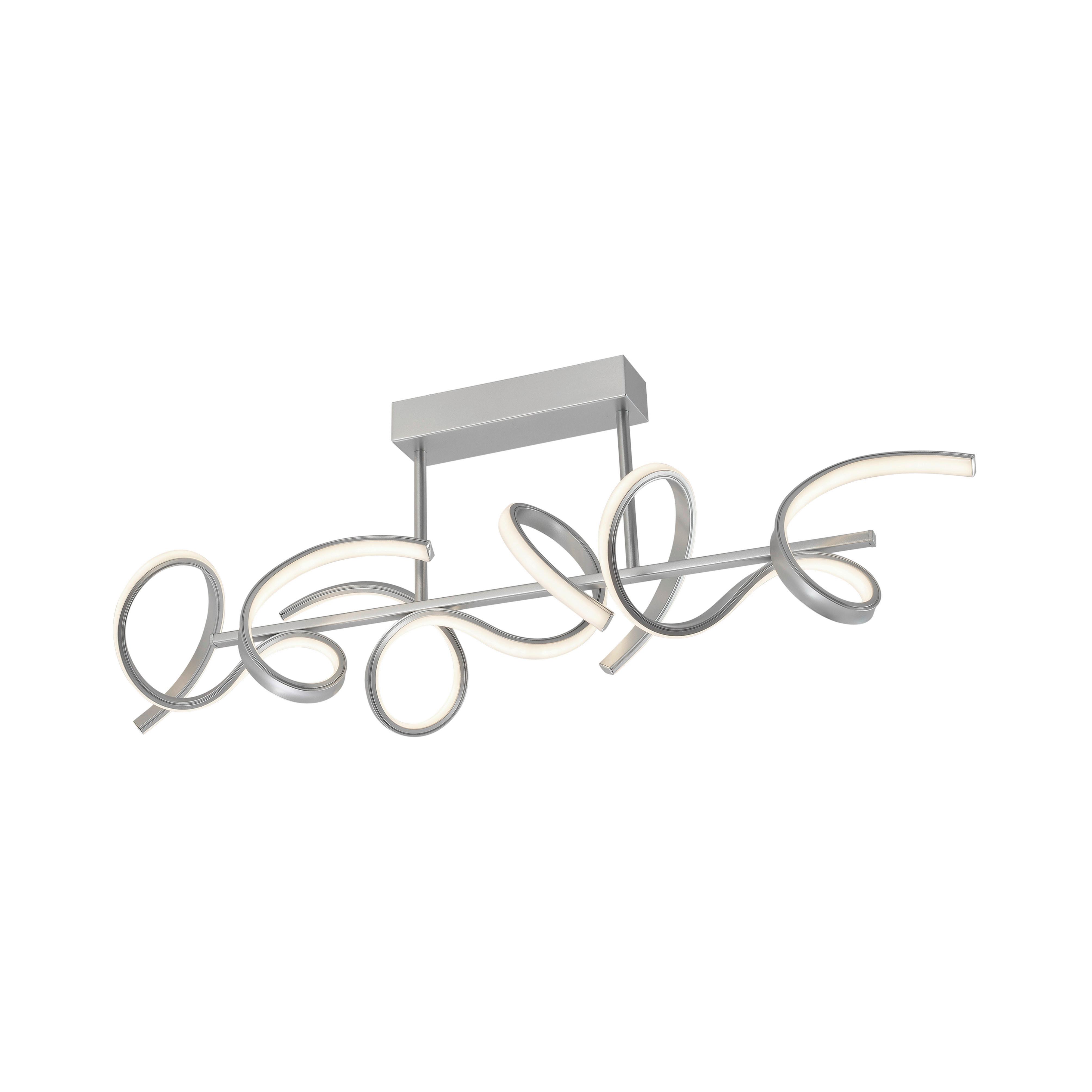 Led-deckenleuchte Curls L: 82 Cm Spiralförmig Dimmbar - Silberfarben, Design, Metall (82/21/30cm)