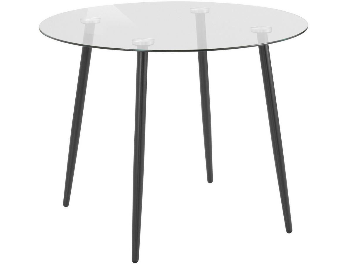 Esstisch Danny Schwarz, Transparent L: 100cm - Transparent/Schwarz, Design, Glas/Metall (100/75/100cm) - MID.YOU