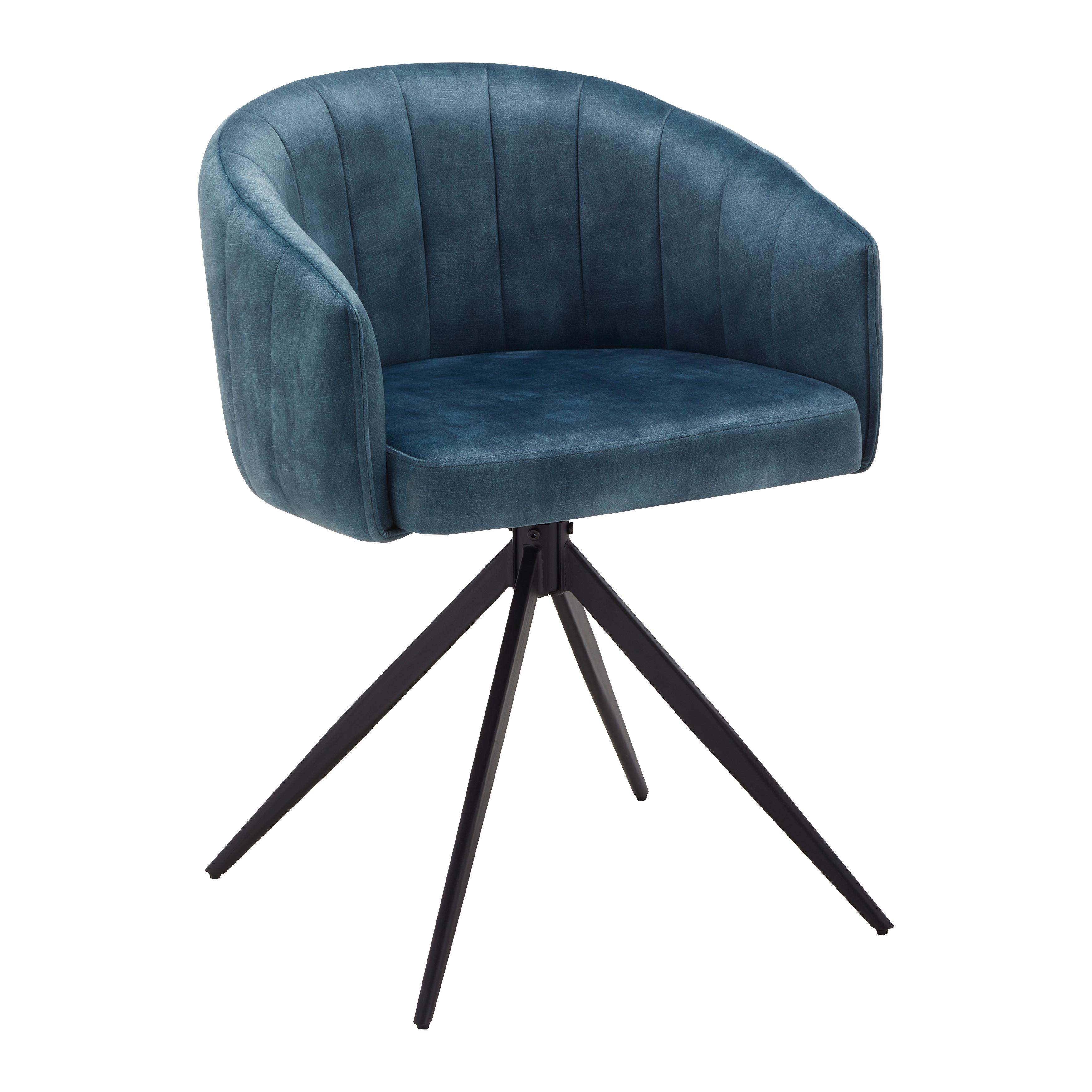 Židle Daniel Modrá - modrá/černá, Moderní, kov/dřevo (56/77/56cm) - Bessagi Home