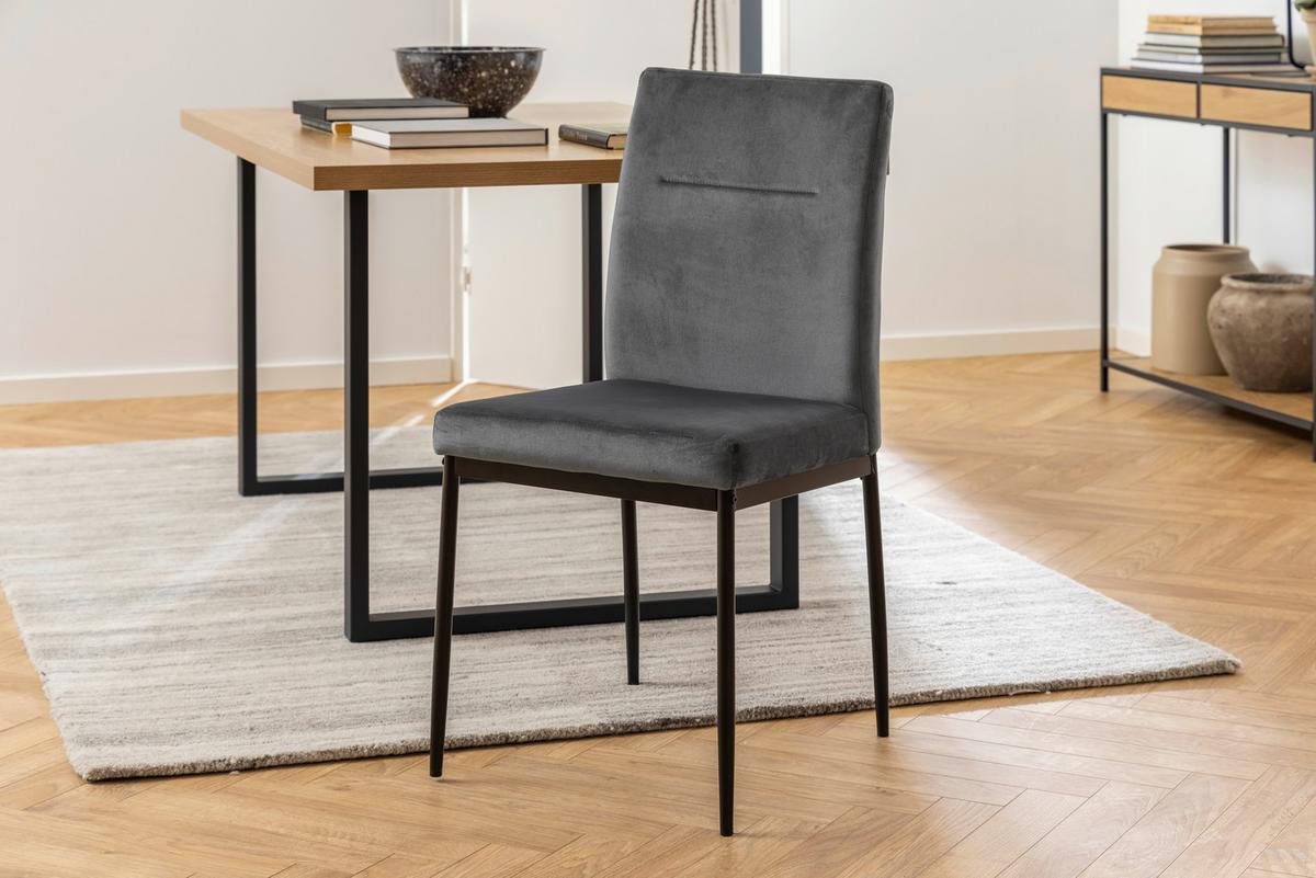 Jedálenská stolička DEMI sivá - čierna/tmavosivá, Konventionell, kov/textil (45/90,5cm) - MID.YOU