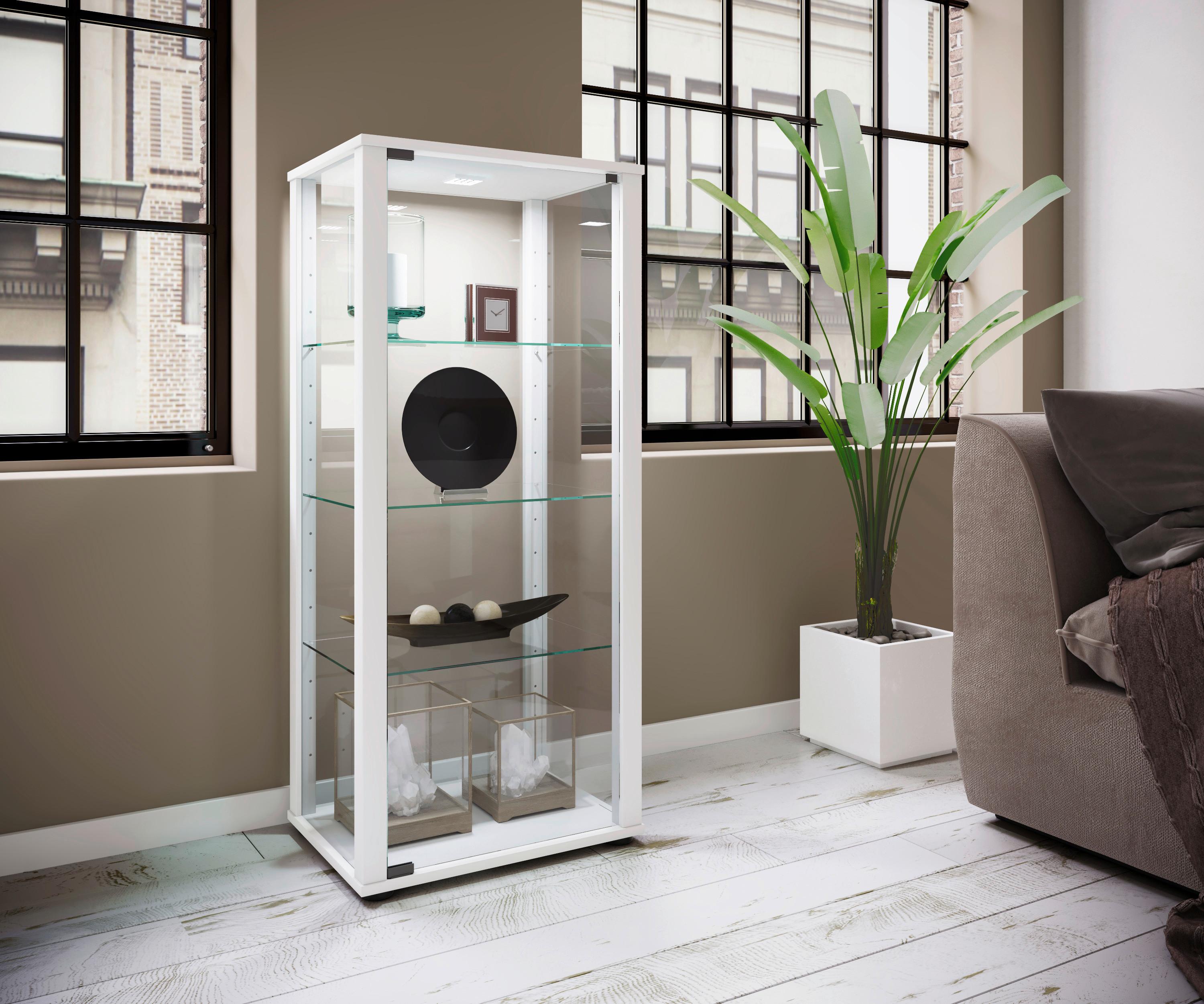 Vitrine Kavisa 50 cm Weiß - Schwarz/Weiß, MODERN, Glas/Holzwerkstoff (50/114,5/38cm) - MID.YOU