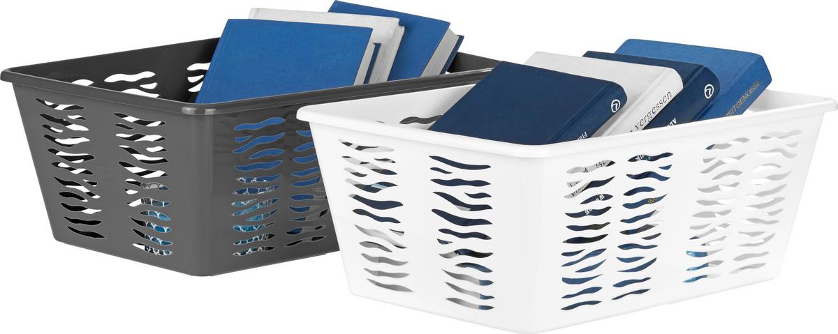 Aufbewahrungskorb L 36x25 cm Kunststoff Weiß oder Anthrazit - Anthrazit/Weiß, KONVENTIONELL, Kunststoff (36,4/25,4/14,5cm) - Homezone