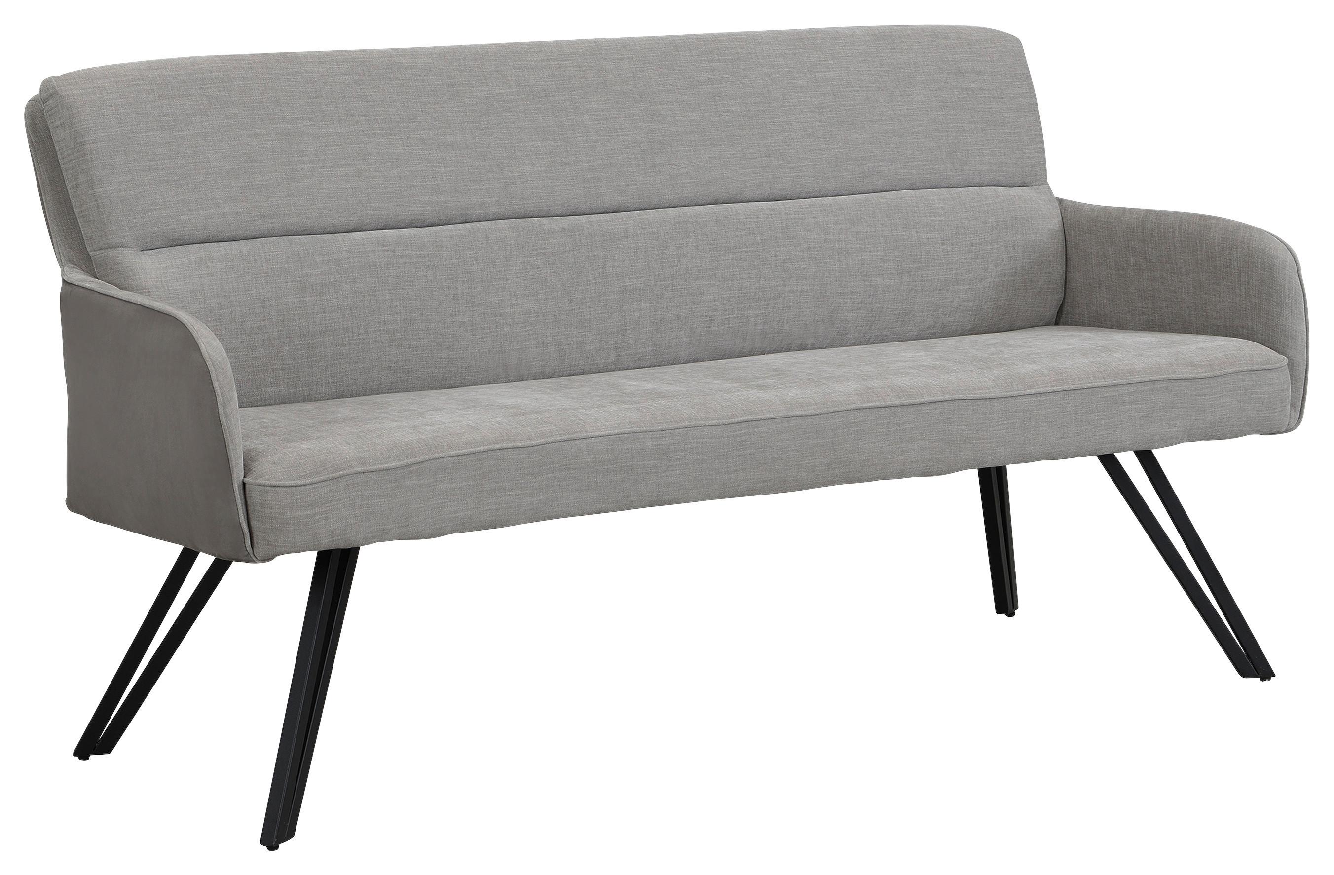 SITZBANK TINO - Hellgrau/Schwarz, MODERN, Textil/Metall (160/94/67cm) - MID.YOU