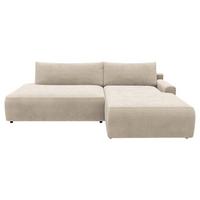 Eckschlafsofa Prag, Creme S: 253x167 cm - Creme/Schwarz, MODERN, Textil (253/167cm) - Trendmanufaktur