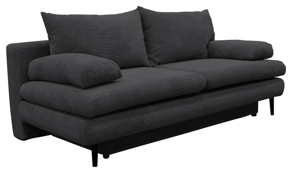 2-sitzer-sofa Mit Schlaffunkt. Fiore Und Bettkasten Grau - Dunkelgrau/Schwarz, Design, Textil (202/85/99cm) - P & B