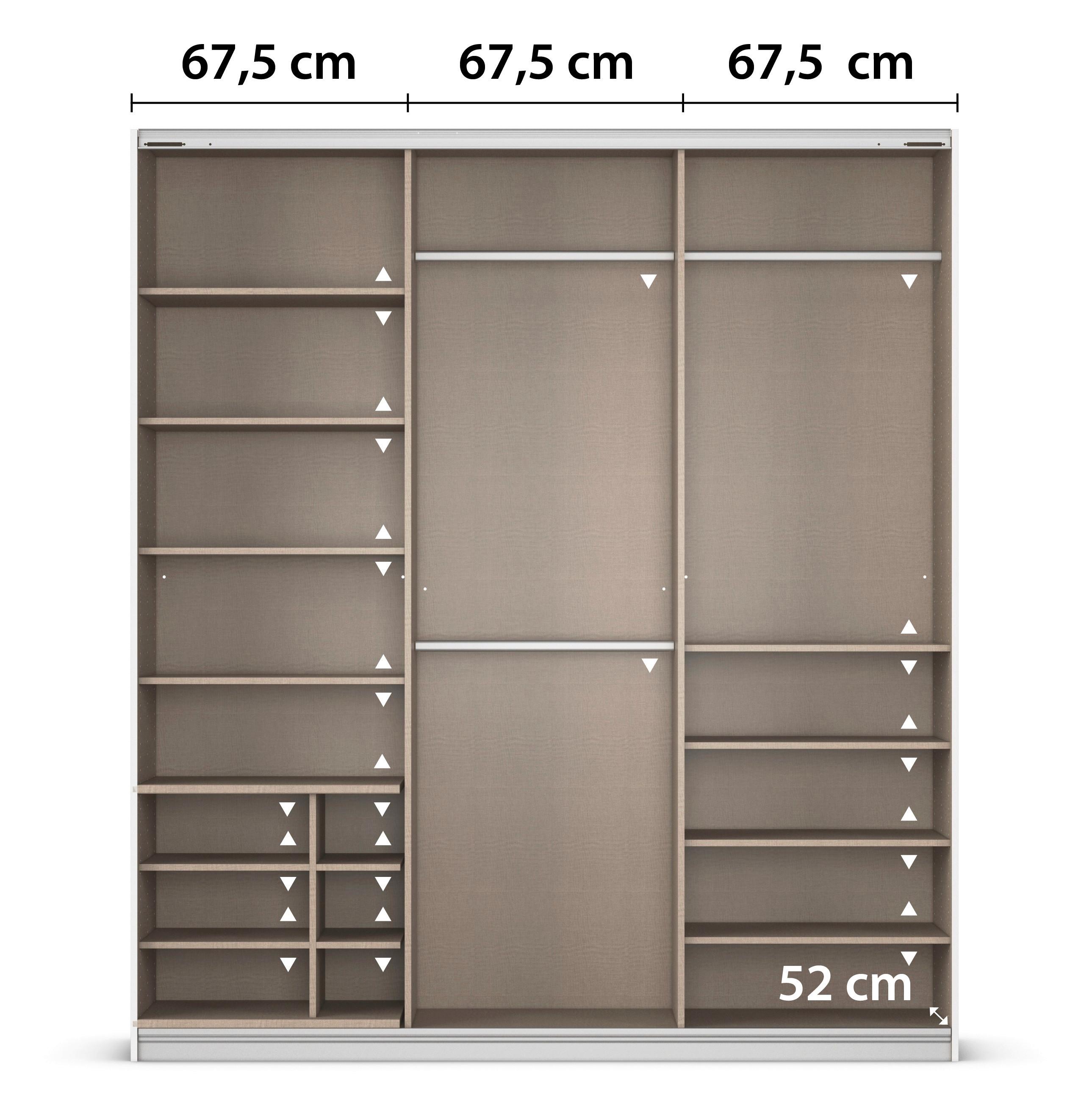 Šatní skříň Kulmbach KULMBACH - šedá/barvy hliníku, Konvenční, kov/kompozitní dřevo (203/229/62cm) - Mömax