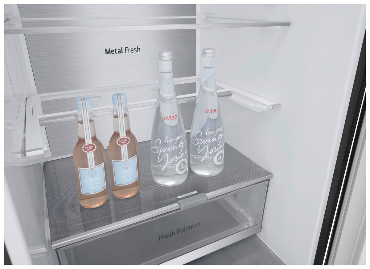 Kühl-Gefrier-Kombination Gbv7280aev - Schwarz, Basics, Glas/Kunststoff (59.5/203/67.5cm) - LG