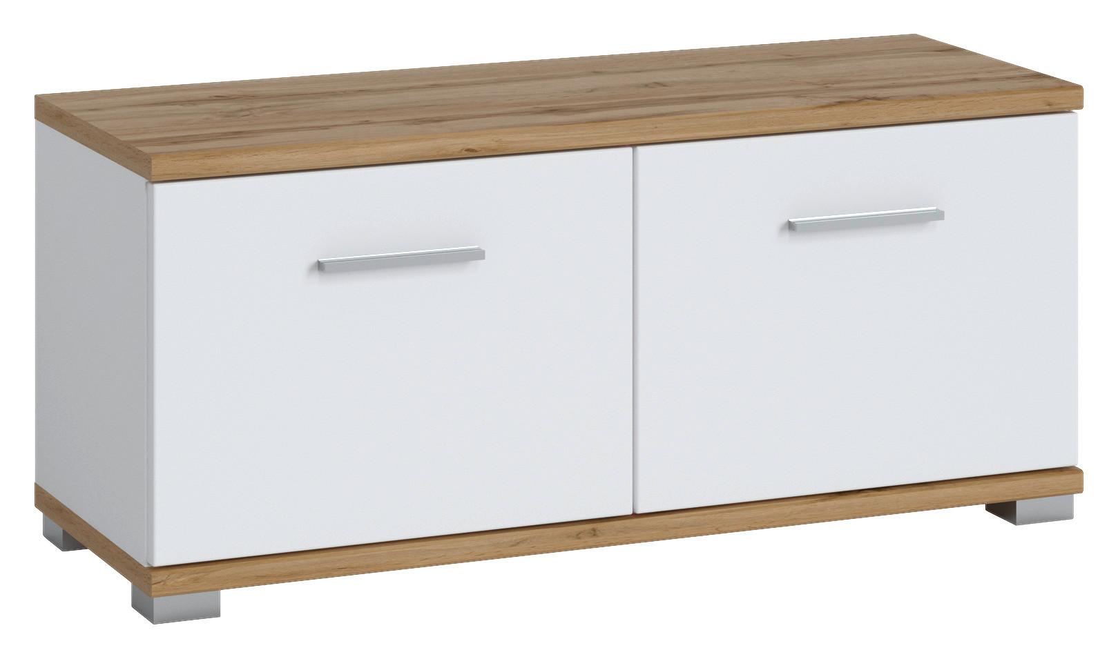Garderobenschrank Hola Weiß/Wotan Eiche B: 90 cm