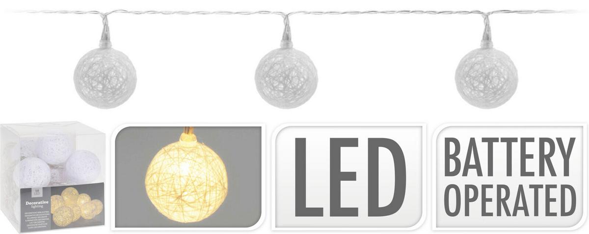 Fényfüzér Rattan - fehér, műanyag/természetes anyagok (30cm)