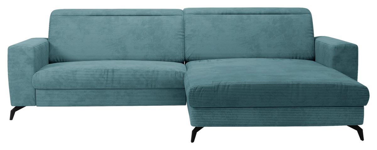 Ecksofa Bolero petrolfarben m. Kopfteilverstellung 290x178 cm - Petrol/Schwarz, KONVENTIONELL, Textil (290/178cm) - Sit & More