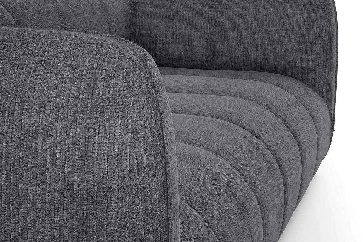 Sofa Laos Grau/Schwarz, 240 cm - Schwarz/Grau, Design, Textil (240/80/95cm) - MID.YOU