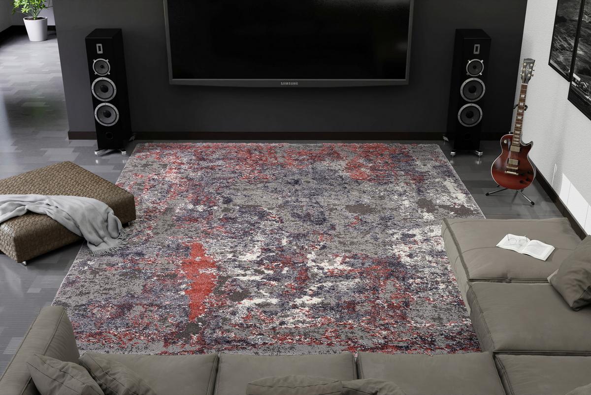 Webteppich Grau/Hellrot Timeline Quantum 160x230 cm - Hellrot/Grau, Design, Textil (160/230cm) - Novel