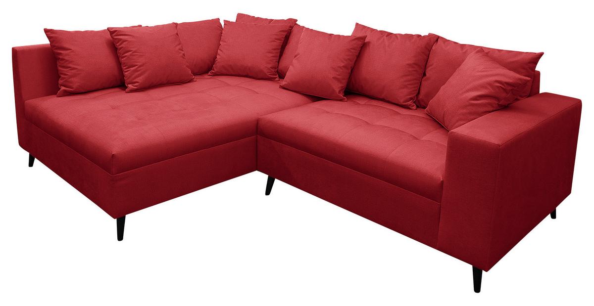 Ecksofa Pruno, Rot S: 174x247 Cm - Rot/Schwarz, Design, Textil (174/247cm) - MID.YOU